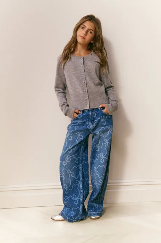 Girls Reno Bow Jeans made by LoveShackFancy