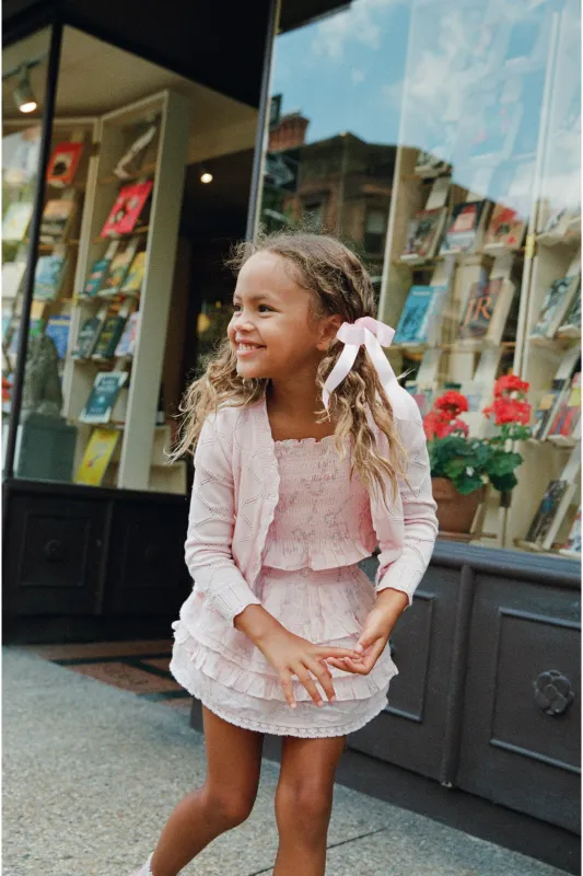 Girls Barlene Cotton Heart Argyle Cardigan made by LoveShackFancy