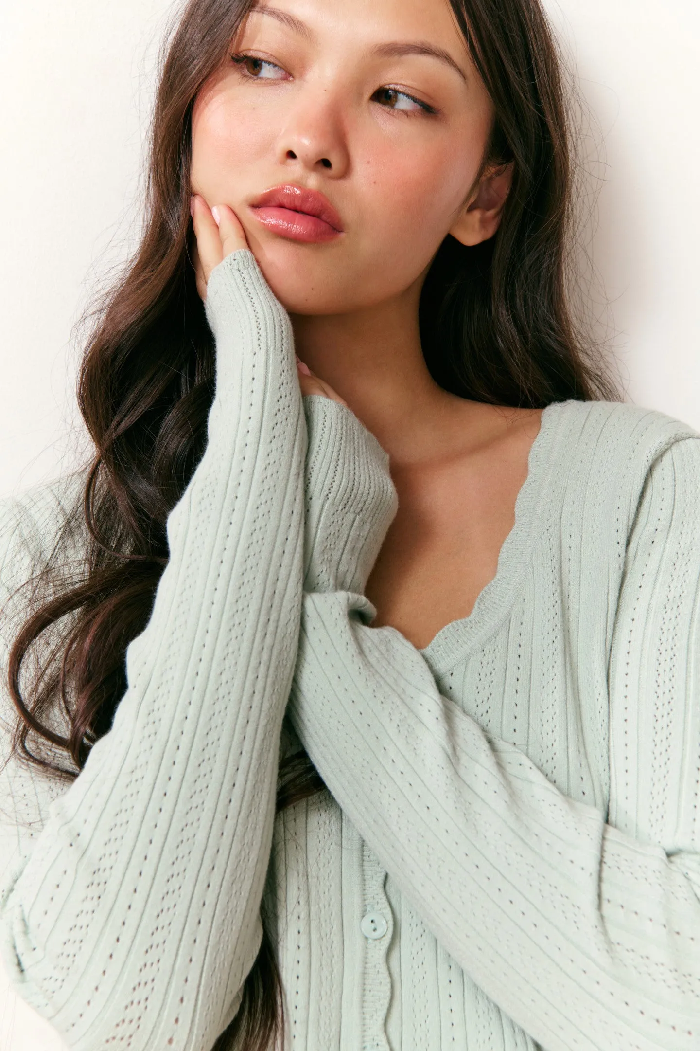 Martti Stretch Pointelle Cardigan sold by LoveShackFancy product image thumbnail 3