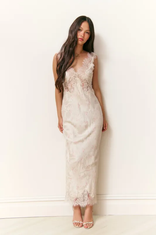 Mira Silk-Blend Floral Slip Dress sold by LoveShackFancy