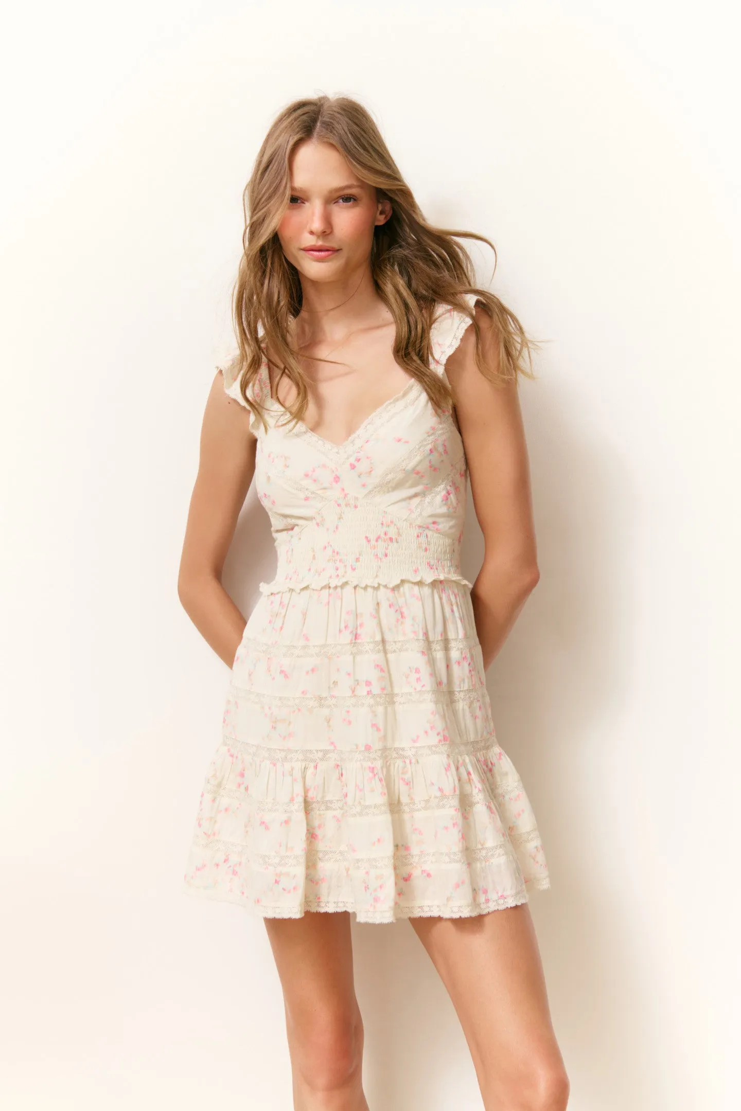 Finny Cotton Luna Rosa Fleur Mini Dress sold by LoveShackFancy