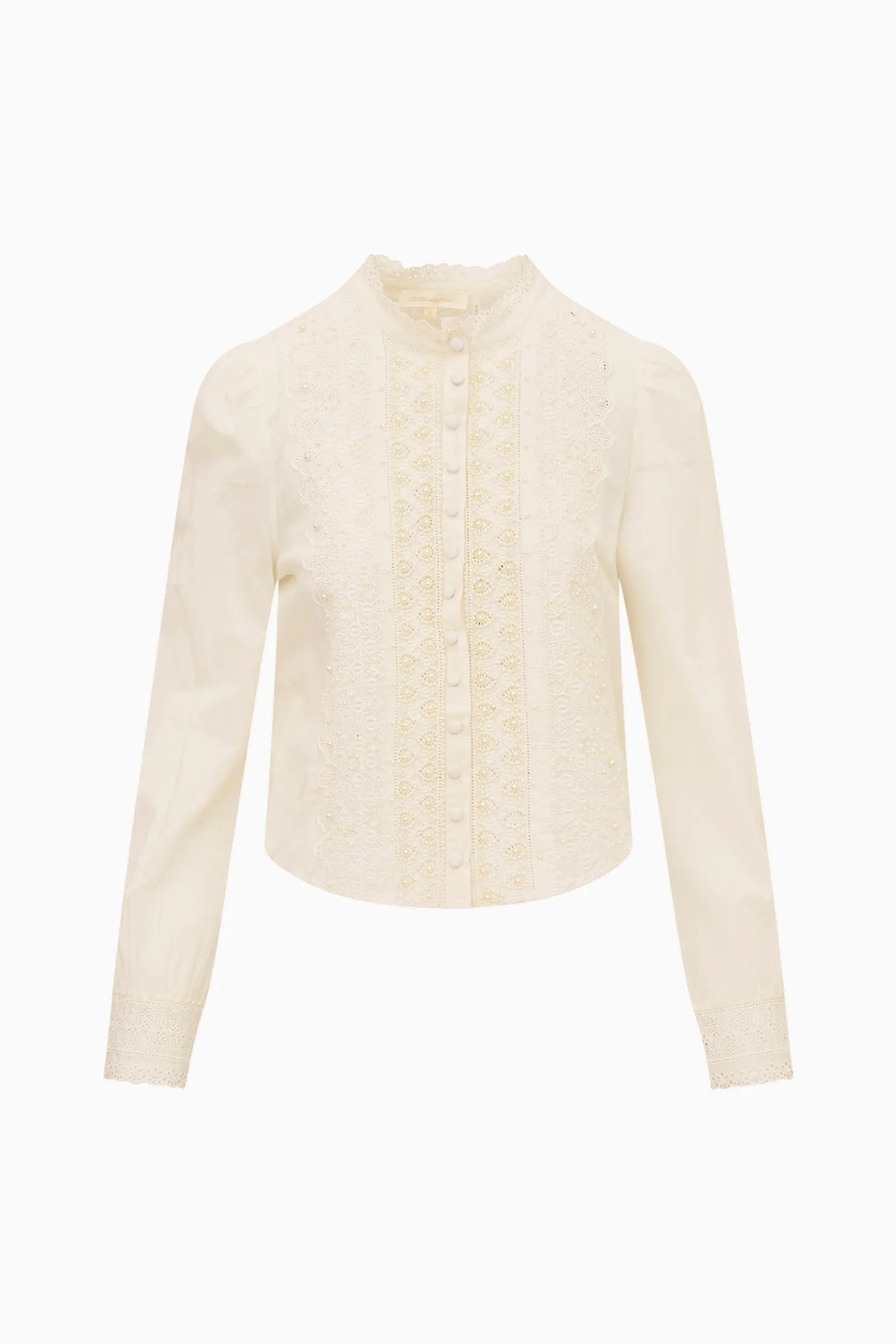 Larine Pearl-Embellished Cotton Blouse sold by LoveShackFancy product image thumbnail 5