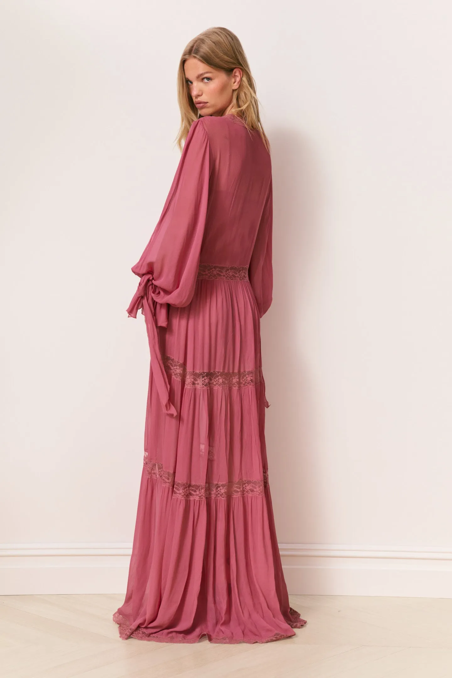 Lyvienne Chiffon Lace Maxi Dress sold by LoveShackFancy product image thumbnail 5