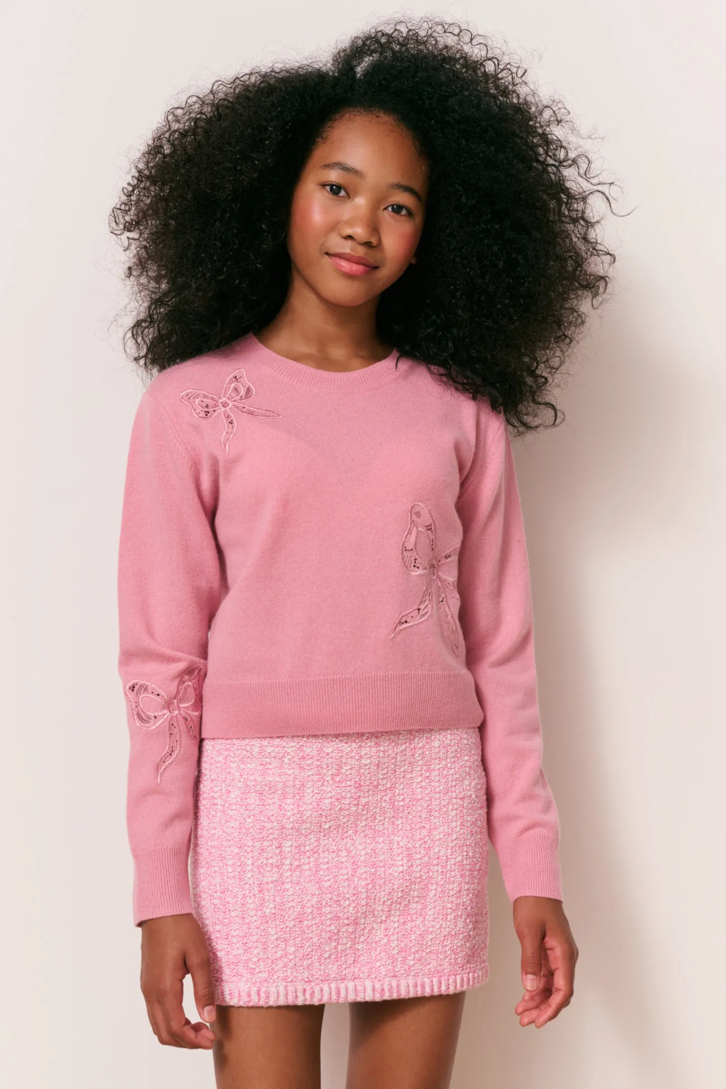 Girls Zolee Cashmere Bow Pullover sold by LoveShackFancy