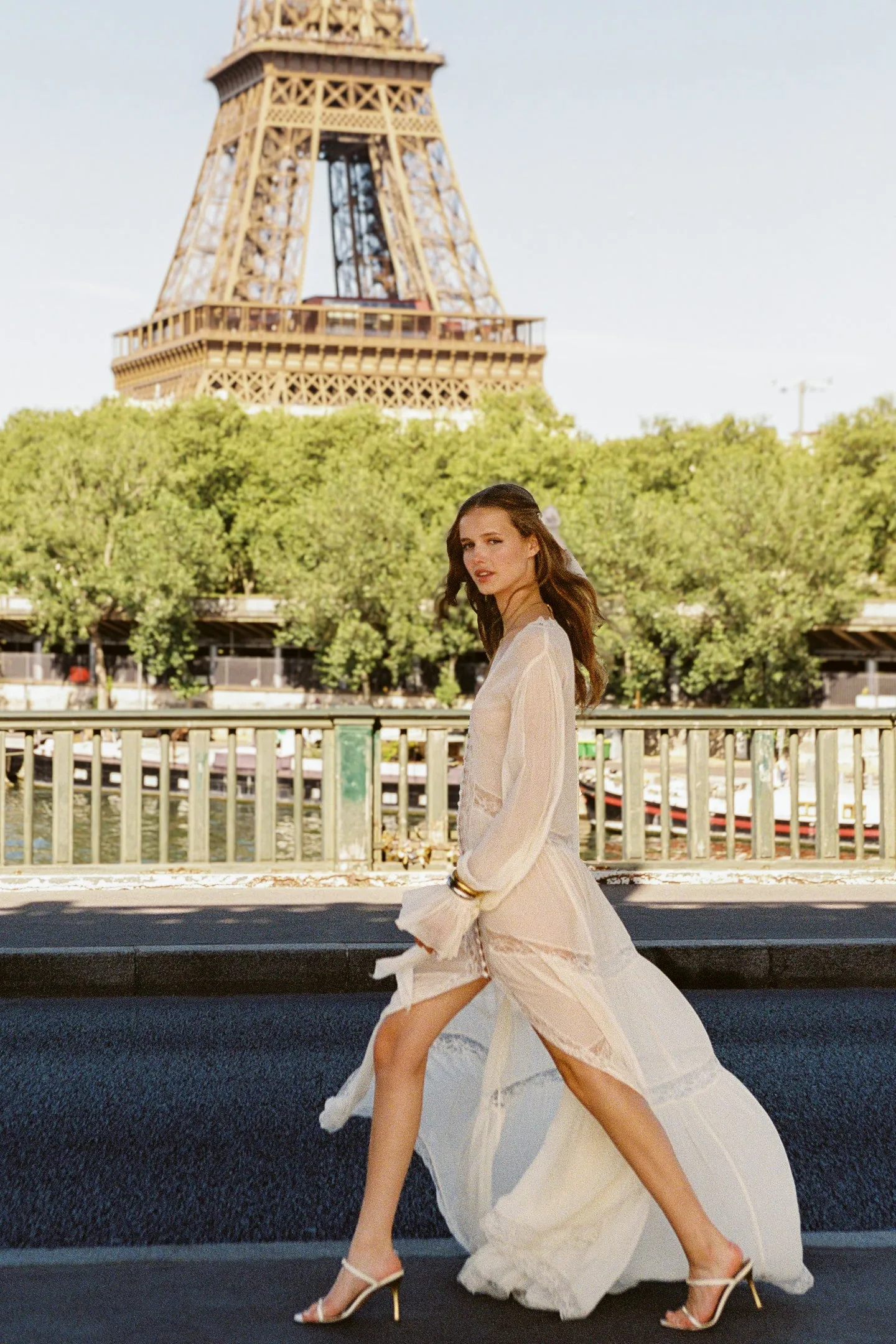 Lyvienne Chiffon Lace Maxi Dress - IVORY sold by LoveShackFancy product image thumbnail 2