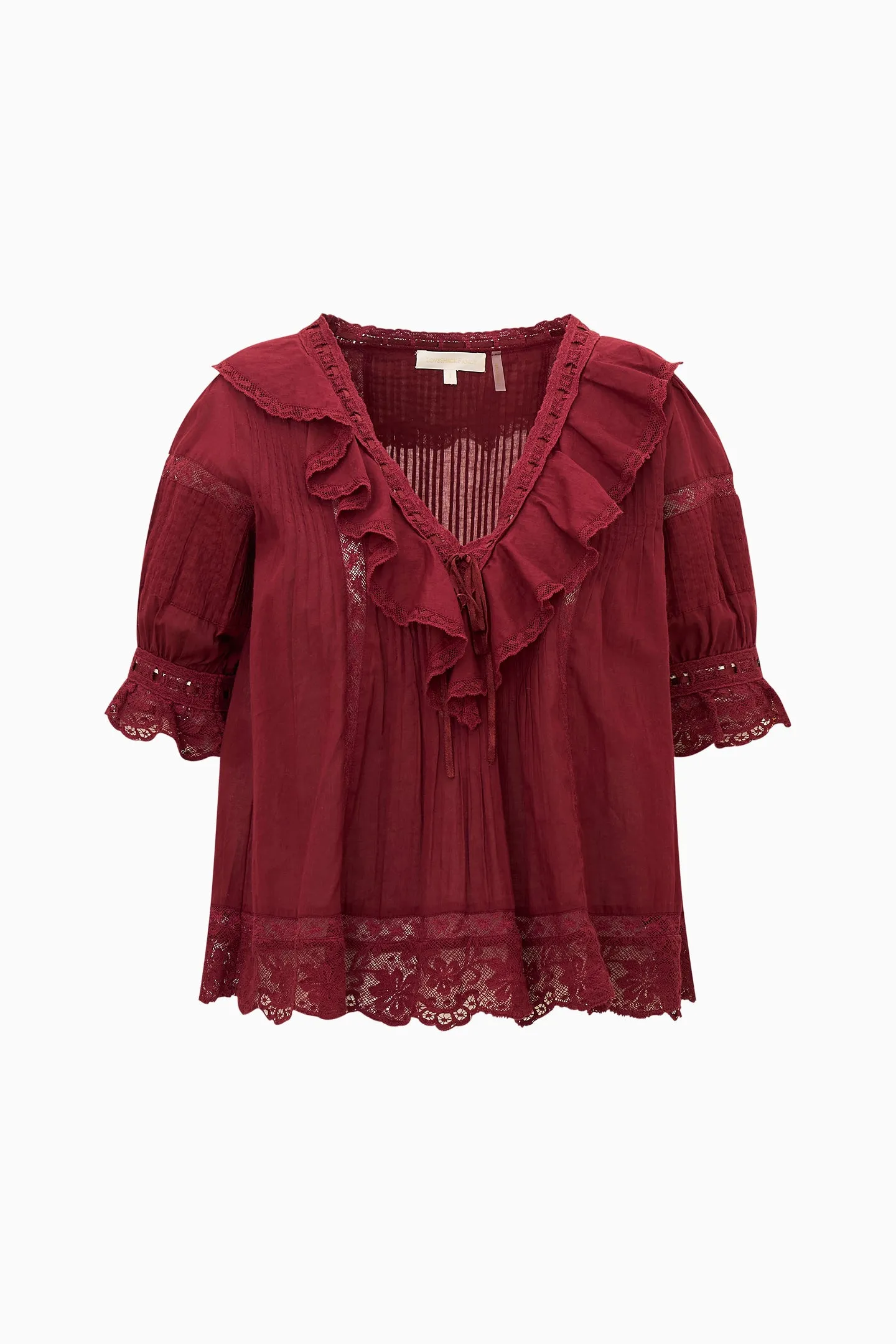 Romilly Cotton Lace Ruffle Blouse - SPICED BERRY sold by LoveShackFancy product image thumbnail 5