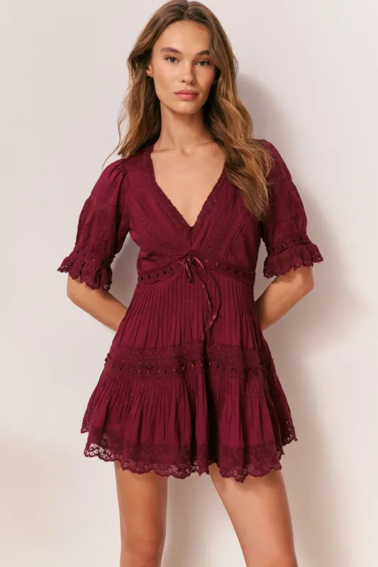Lilias Cotton Mini Dress - SPICED BERRY sold by LoveShackFancy
