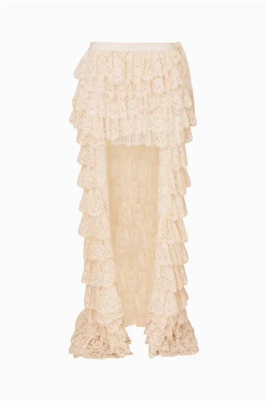 Camilia Lace Ruffle High-Low Skirt sold by LoveShackFancy product image thumbnail 2