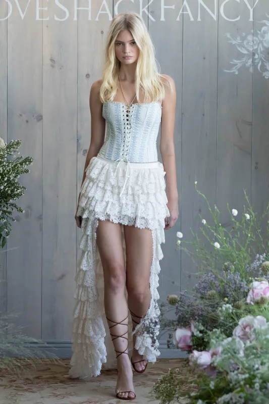 Camilia Lace Ruffle High-Low Skirt made by LoveShackFancy