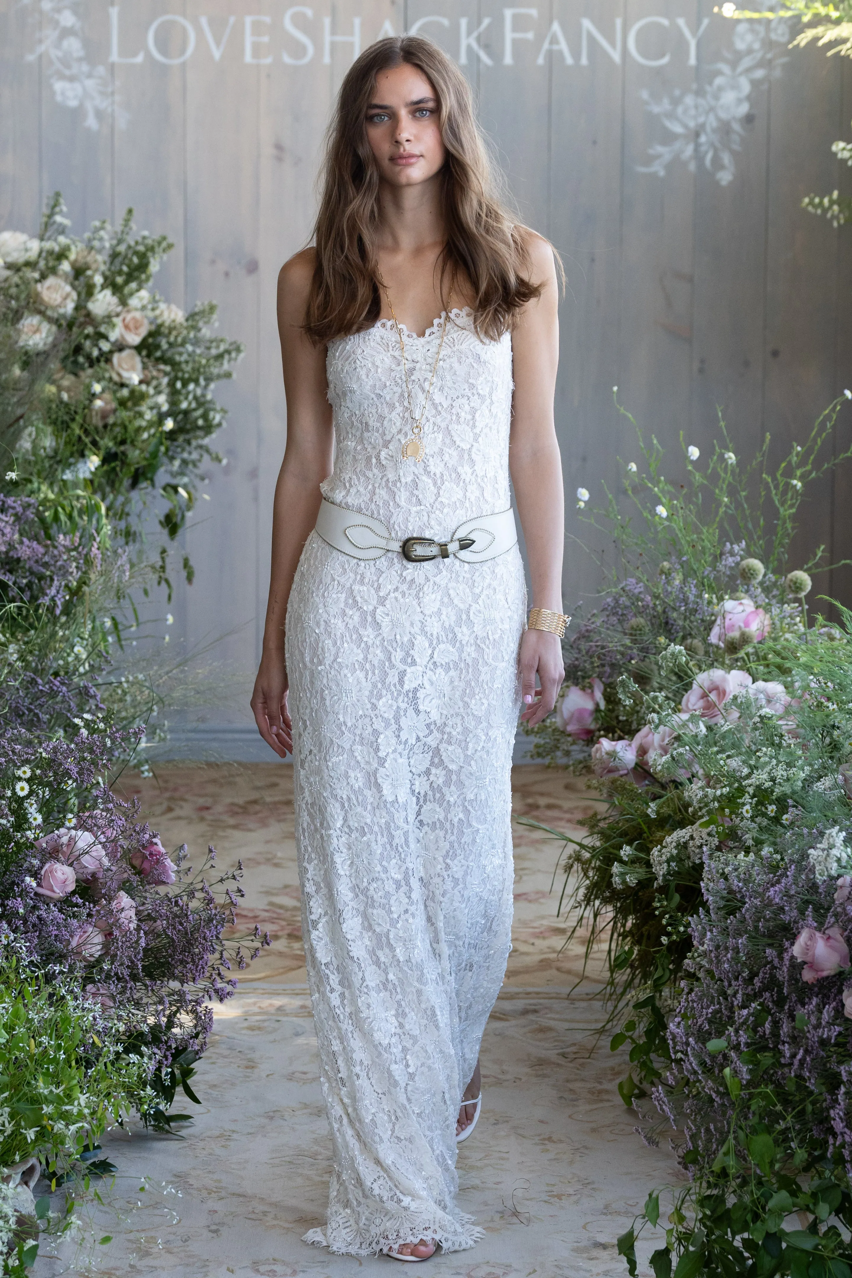 Ciona Sequin Lace Gown sold by LoveShackFancy