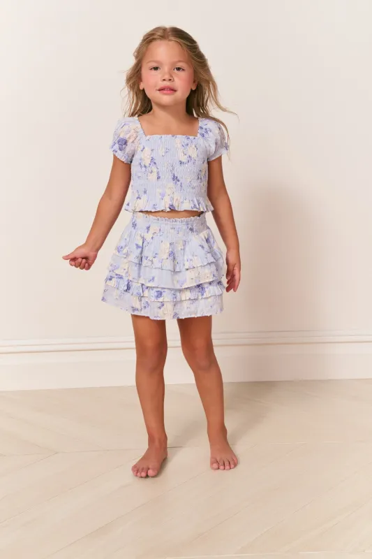 Girls Billie Heirloom Print Skirt - WHISPER BLUE sold by LoveShackFancy