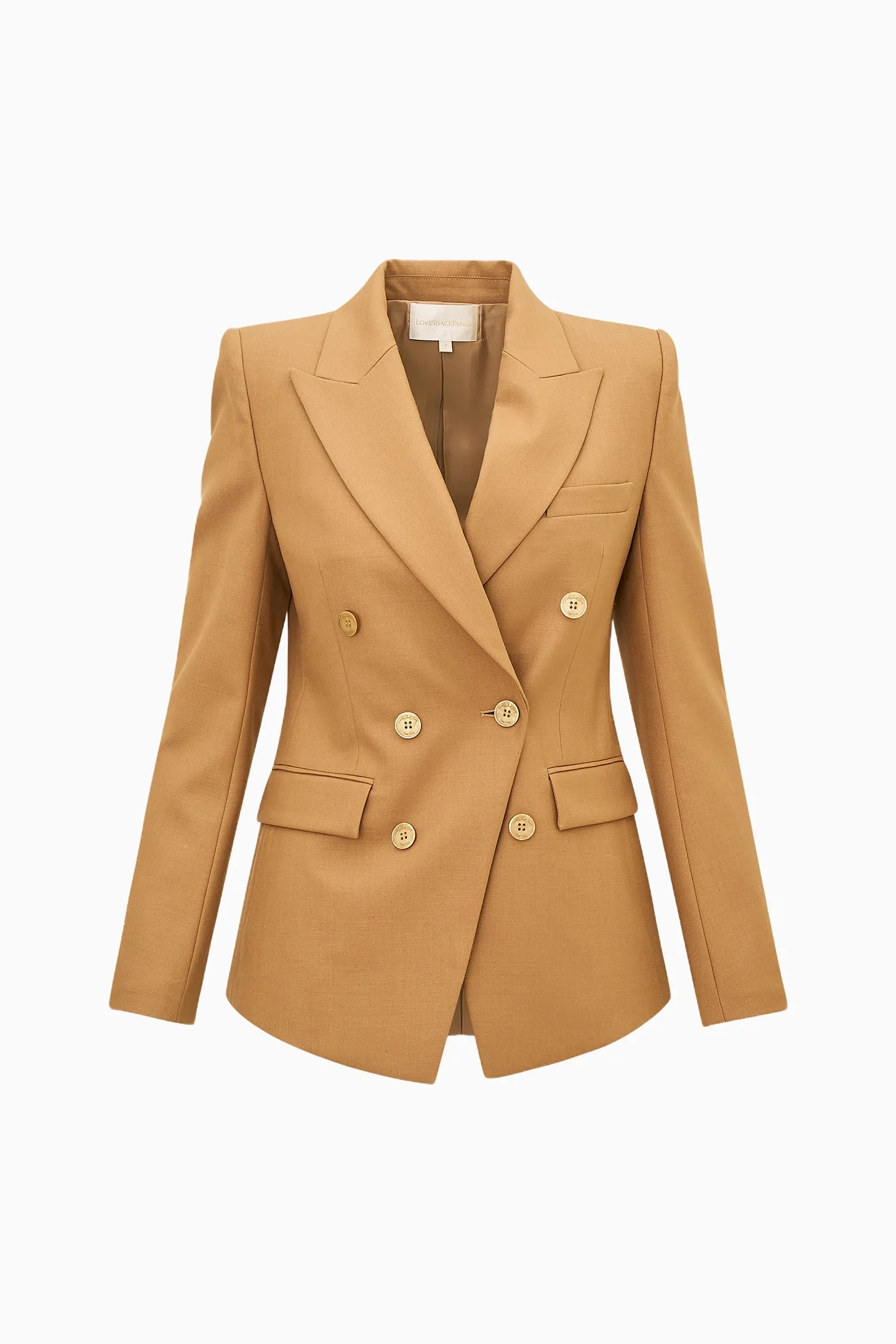 Gillian Wool-Blend Blazer - CAMEL sold by LoveShackFancy product image thumbnail 4