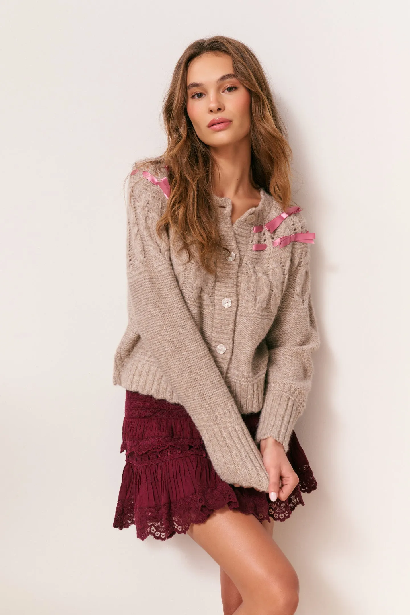 Clementian Alpaca-Blend Ribbon Cardigan sold by LoveShackFancy product image thumbnail 3