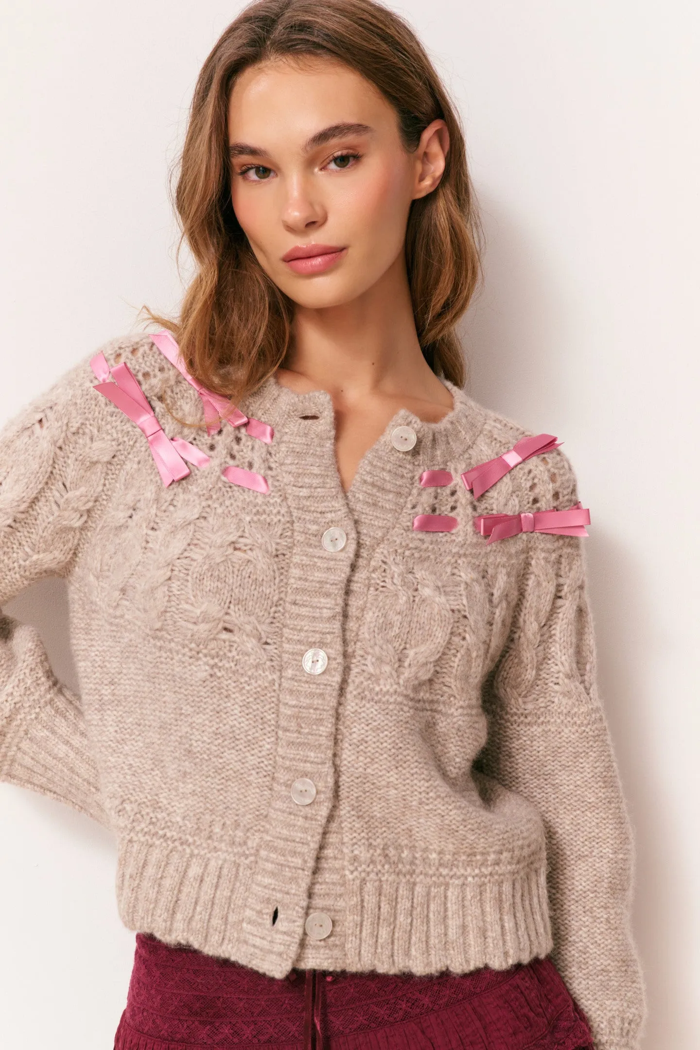 Clementian Alpaca-Blend Ribbon Cardigan sold by LoveShackFancy