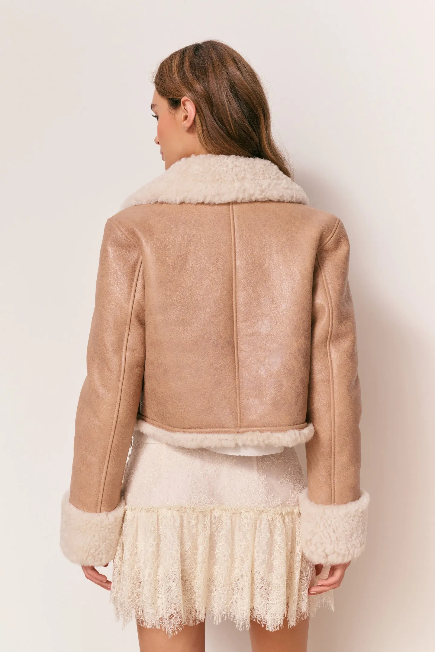 Pansy Cropped Shearling Jacket sold by LoveShackFancy product image thumbnail 5
