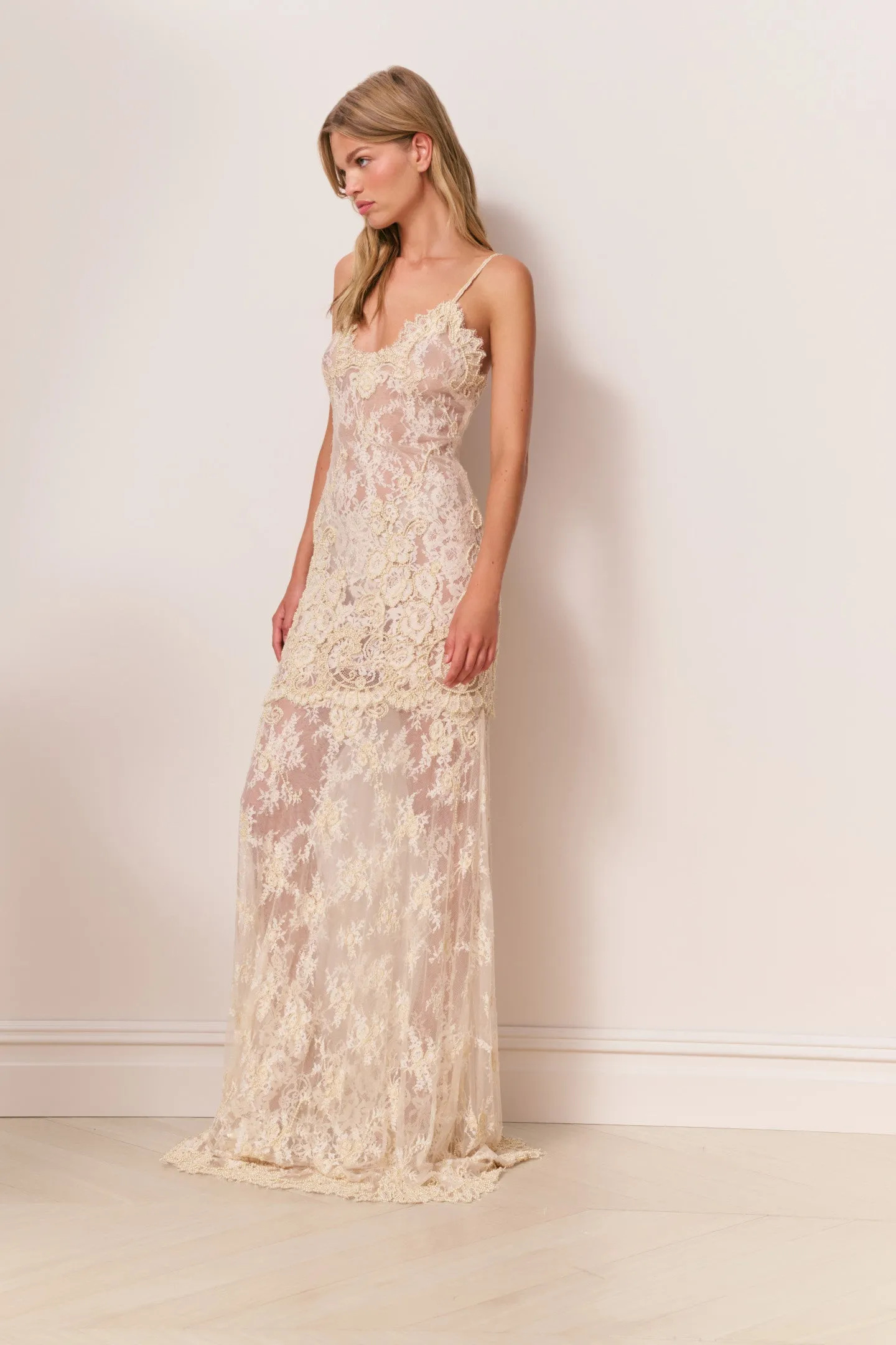 Noira Lace Pearl-Embellished Gown sold by LoveShackFancy product image thumbnail 4