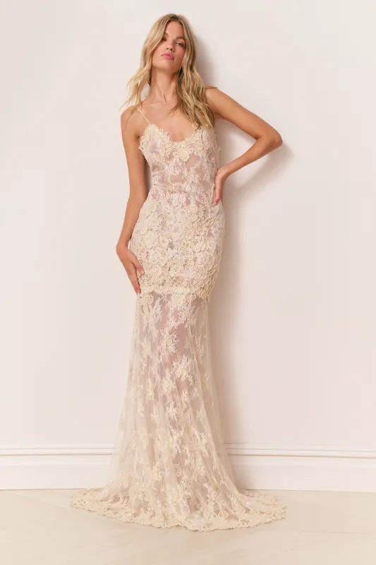 Noira Lace Pearl-Embellished Gown made by LoveShackFancy