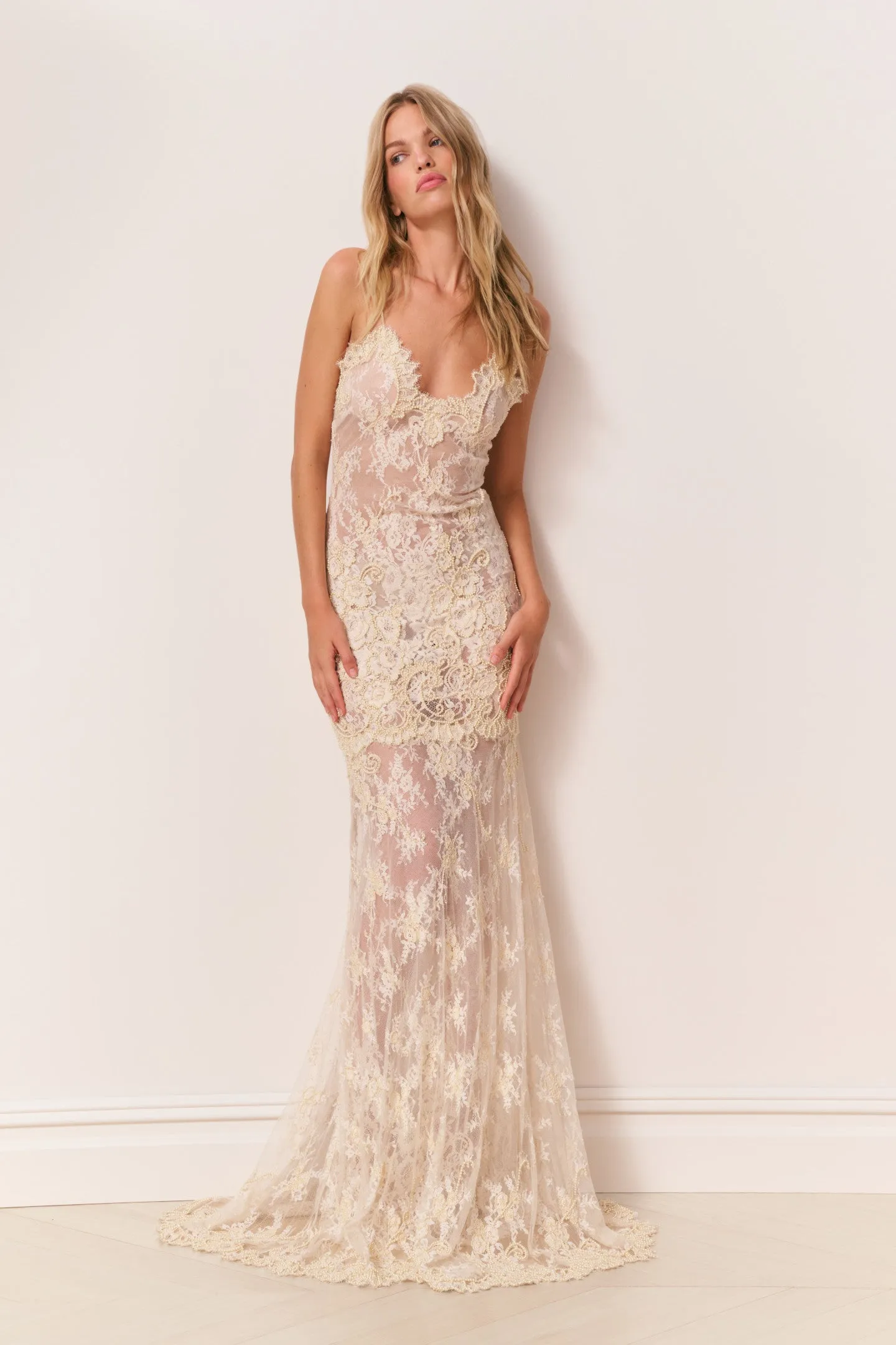 Noira Lace Pearl-Embellished Gown sold by LoveShackFancy product image thumbnail 3