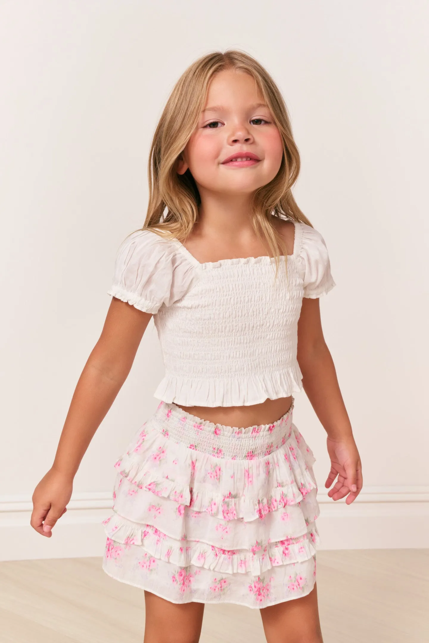 Girls Billie Pink Floral Skirt sold by LoveShackFancy product image thumbnail 2