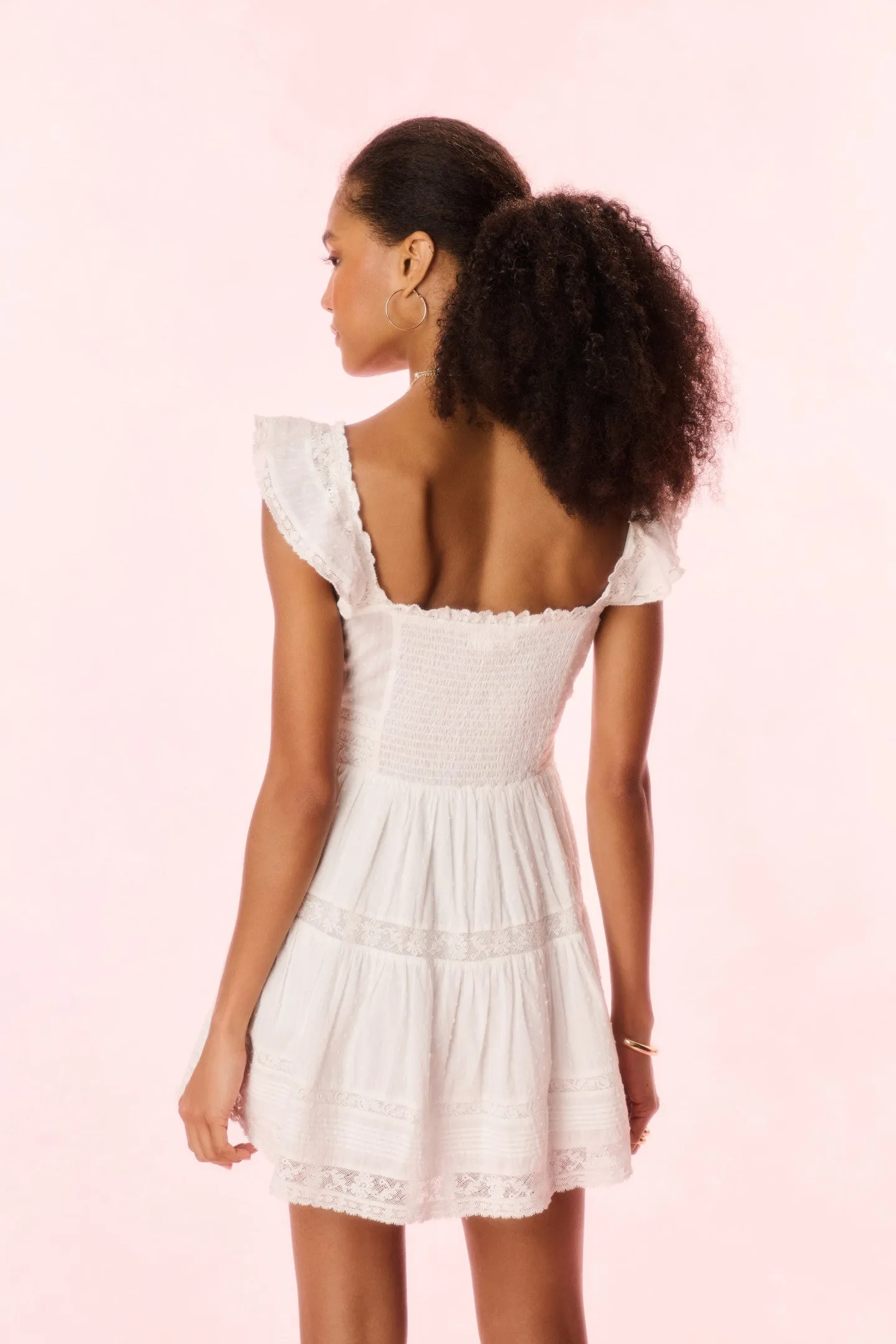 Rietta Cotton Lace-Trimmed Mini Dress - OPTIC WHITE sold by LoveShackFancy product image thumbnail 4