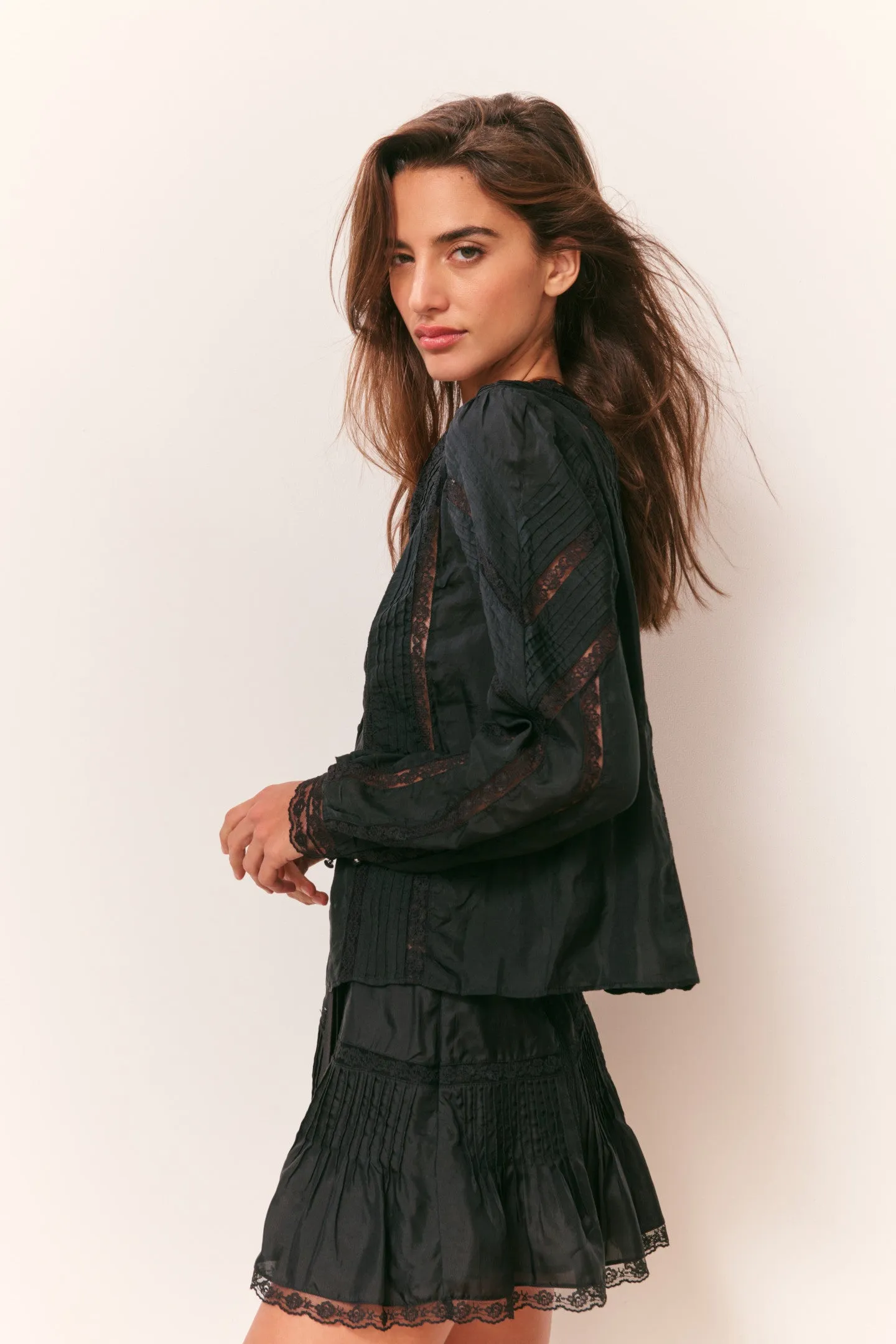 Aralina Silk Blouse - BLACK sold by LoveShackFancy product image thumbnail 4