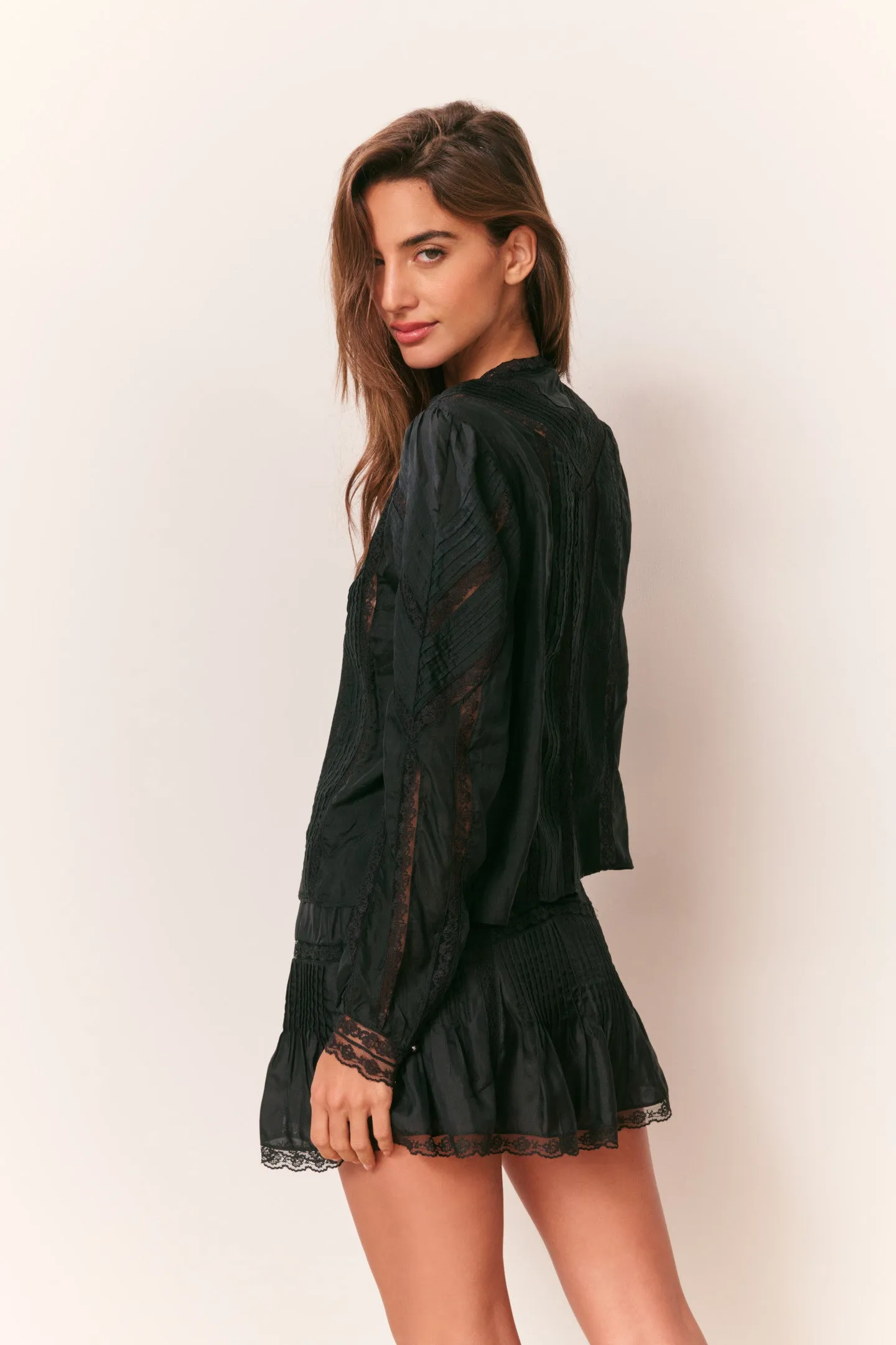Aralina Silk Blouse - BLACK sold by LoveShackFancy product image thumbnail 5