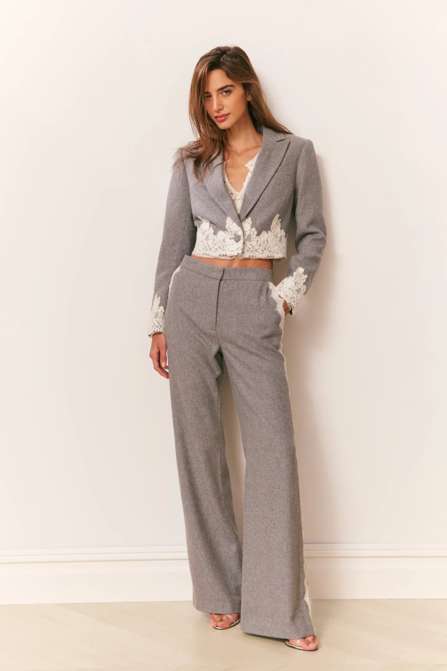 Icarus Cropped Lace-Trimmed Blazer sold by LoveShackFancy product image thumbnail 2