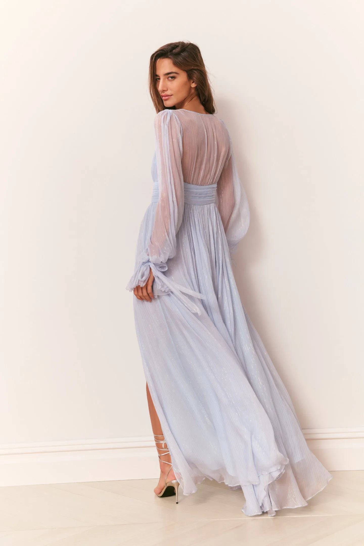 Galatea Metallic Silk Chiffon Maxi Dress sold by LoveShackFancy product image thumbnail 5