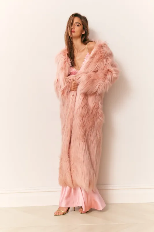 Valia Long Faux Fur Coat sold by LoveShackFancy