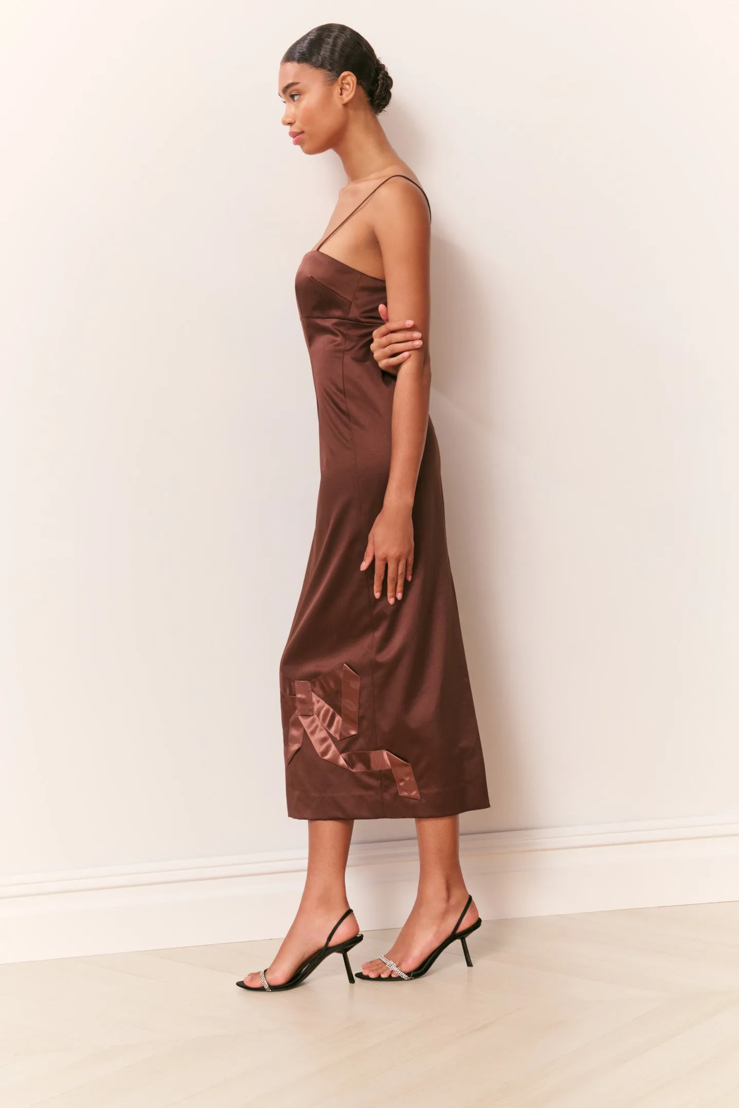 Calise Satin Bow Detail Midi Dress sold by LoveShackFancy product image thumbnail 3