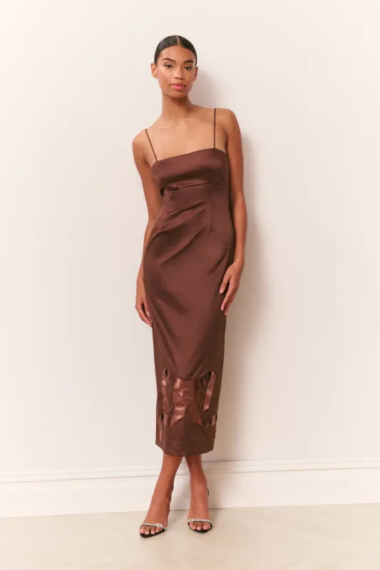 Calise Satin Bow Detail Midi Dress made by LoveShackFancy