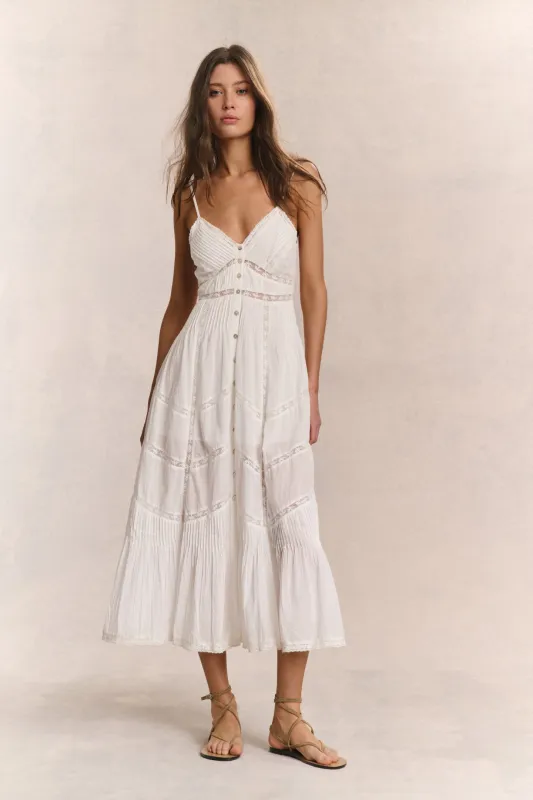 Esilda Heritage Cotton Midi Dress - TRUE WHITE sold by LoveShackFancy