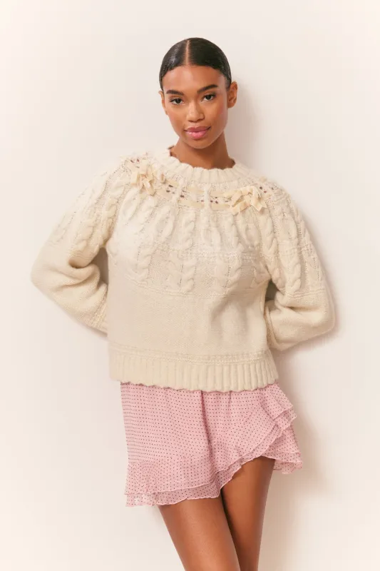 Sloanna Knit Cotton Ribbon Pullover sold by LoveShackFancy