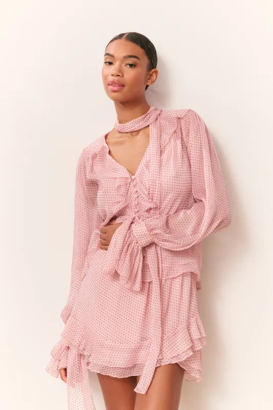 Renza Polka Dot Mini Skirt made by LoveShackFancy