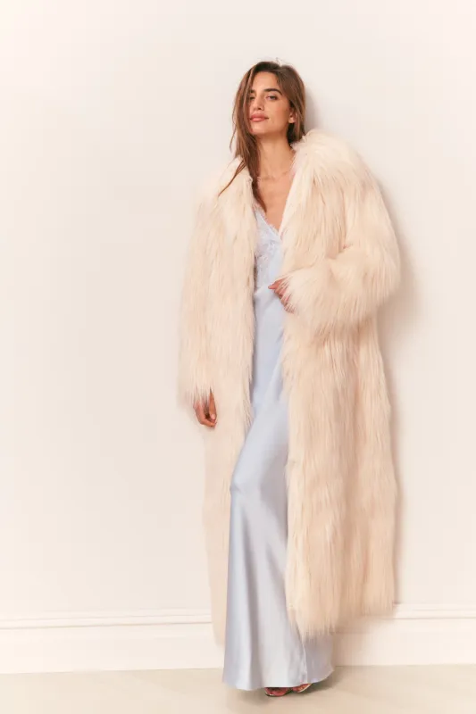 Valia Long Faux Fur Coat - IVORY sold by LoveShackFancy