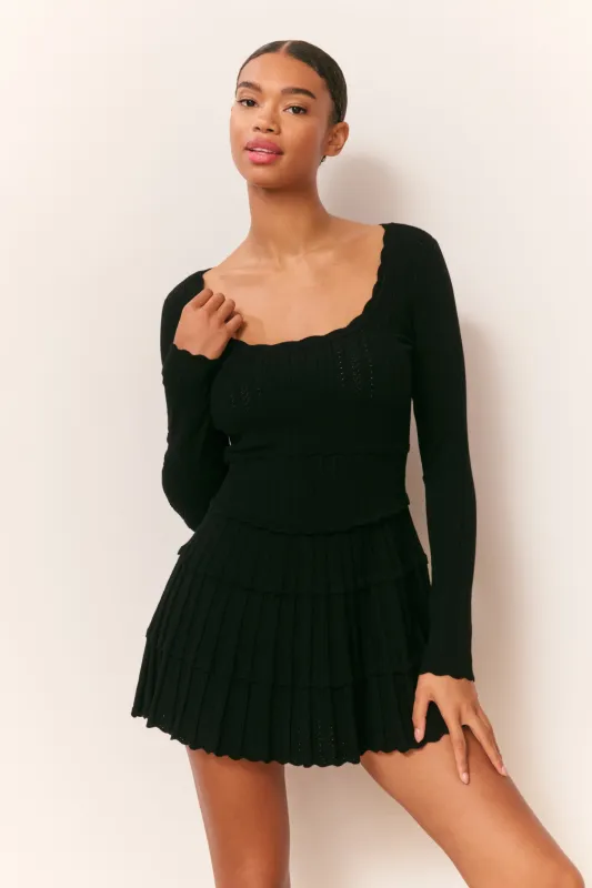 Lavender Stretch Pointelle Mini Dress - BLACK sold by LoveShackFancy