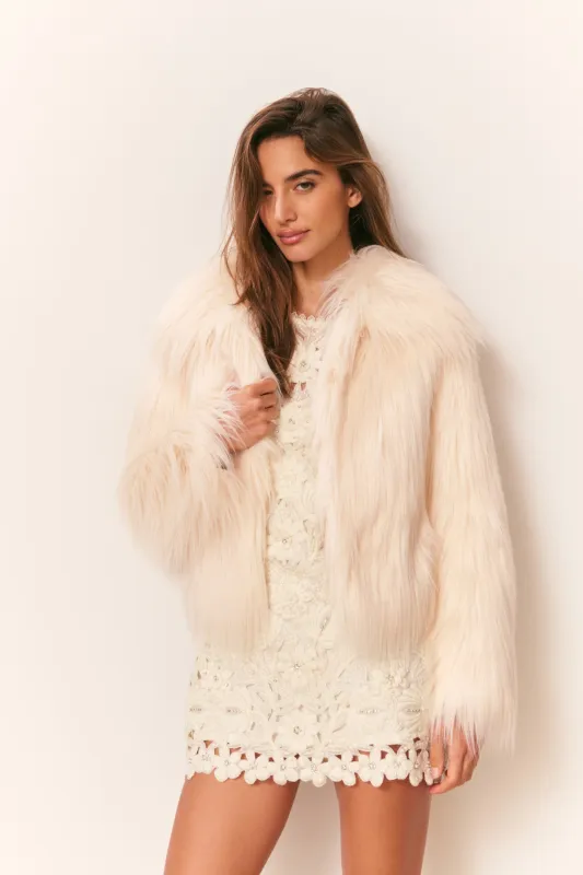 Fallon Faux Fur Jacket - IVORY made by LoveShackFancy