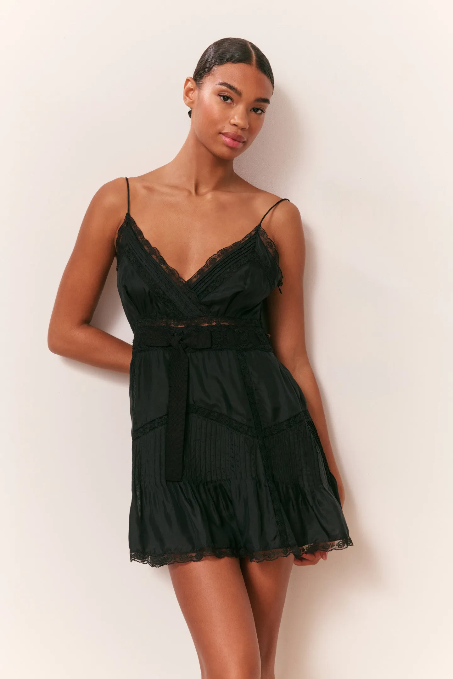 Sibelle Silk Ribbon Mini Dress - BLACK sold by LoveShackFancy product image thumbnail 2