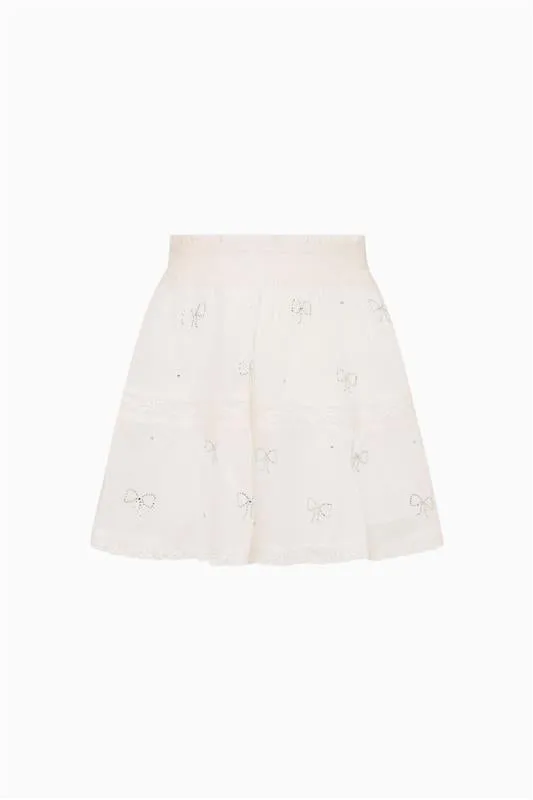 Little Girls Silano Crystal Bow Cotton Skirt sold by LoveShackFancy product image thumbnail 4