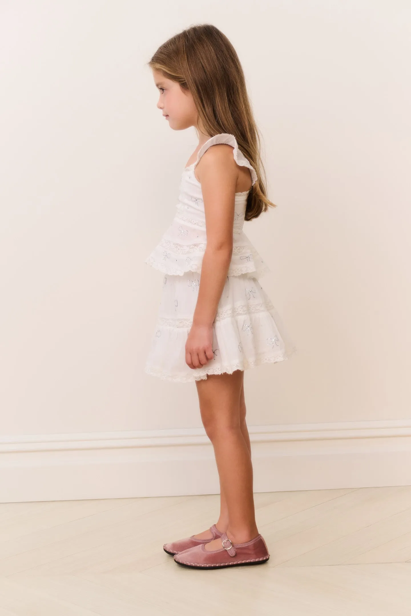 Little Girls Silano Crystal Bow Cotton Skirt sold by LoveShackFancy product image thumbnail 2