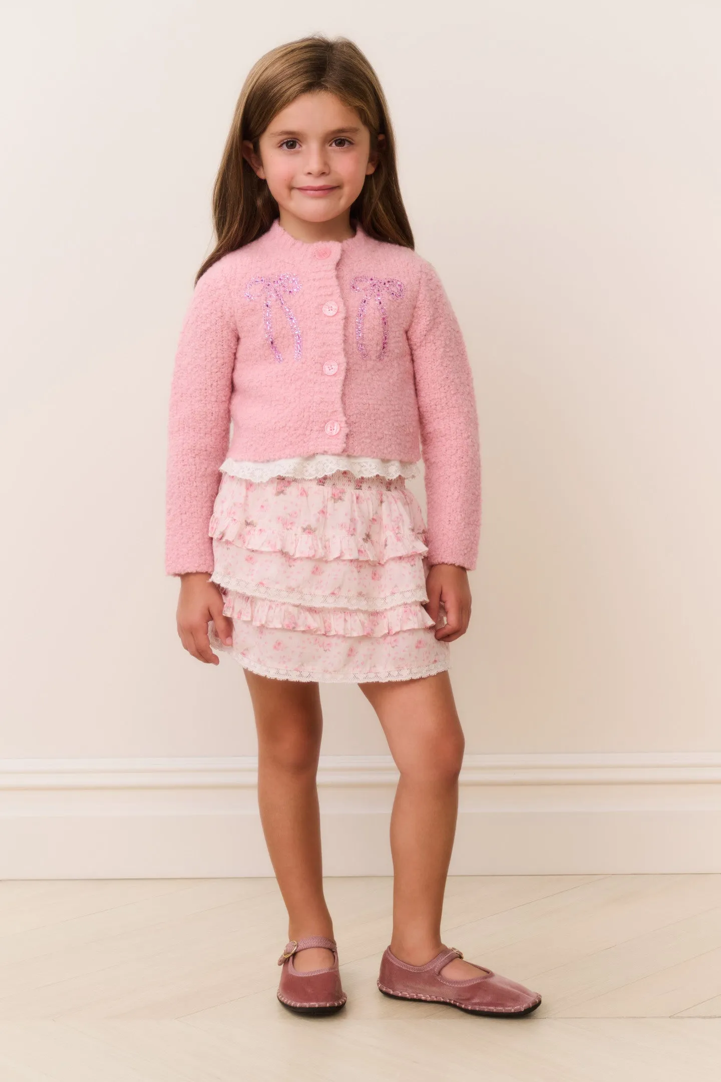 Little Girls Journelle Embellished Cardigan sold by LoveShackFancy