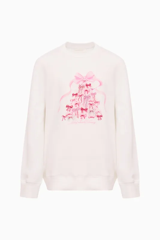 Tween Merrily Christmas Bow Fleece Pullover sold by LoveShackFancy