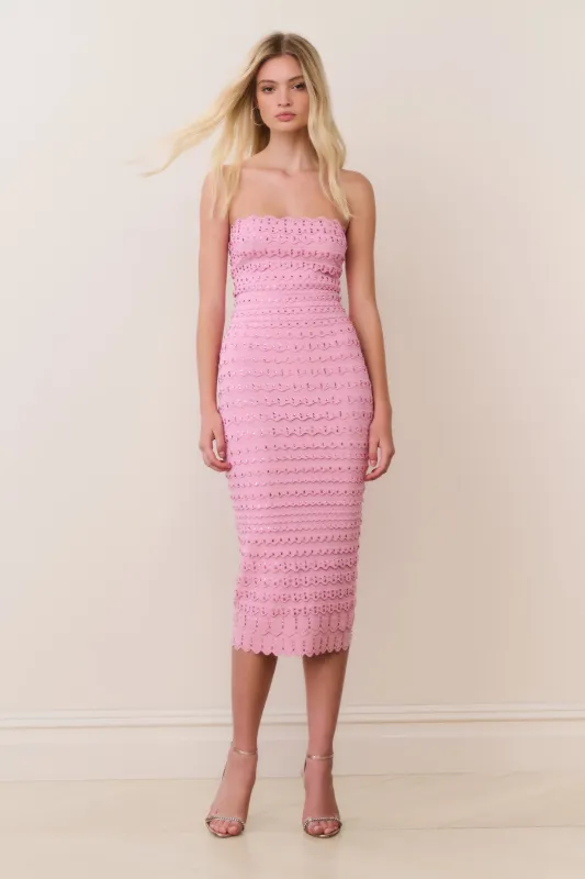 Eclipse Rhinestone Scallop Bandage Dress sold by LoveShackFancy