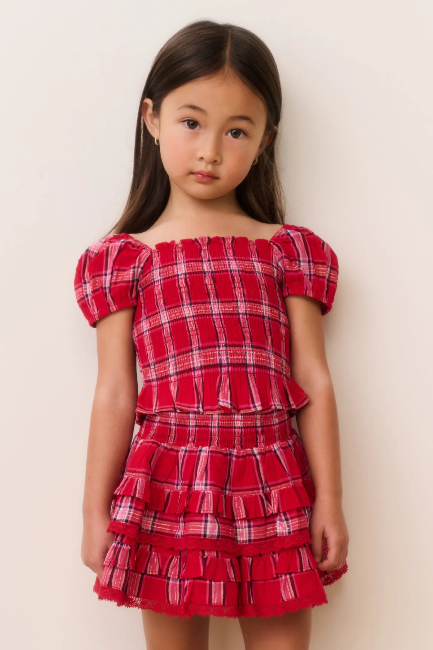 Little Girls Fabielle Tartan Top sold by LoveShackFancy