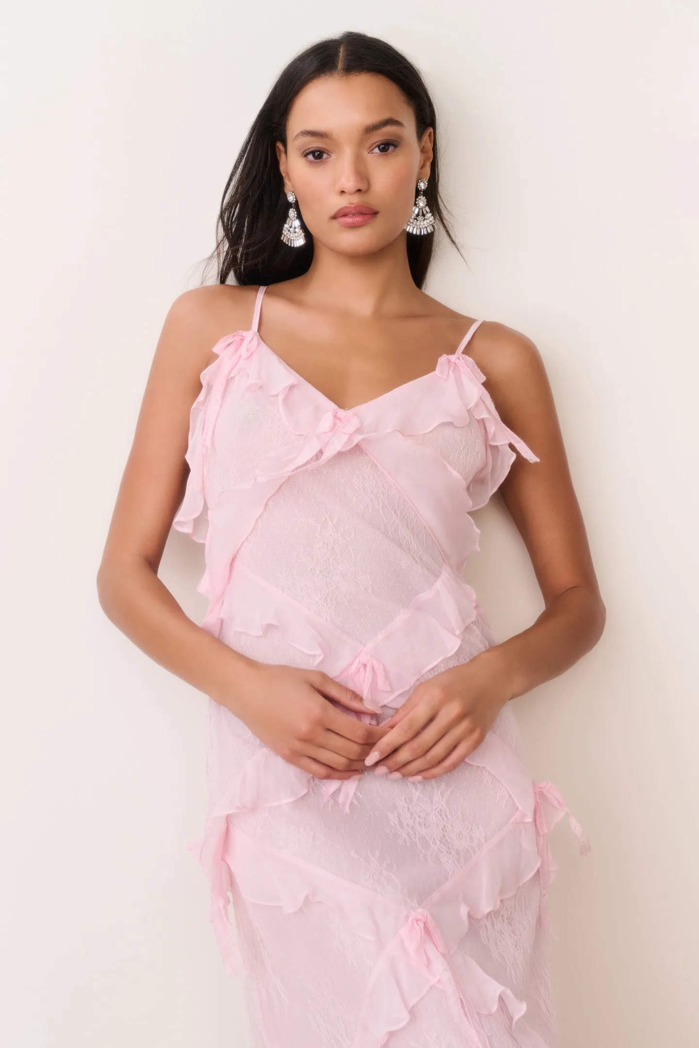 Elva Lace Bow Ruffle Maxi Dress sold by LoveShackFancy product image thumbnail 2