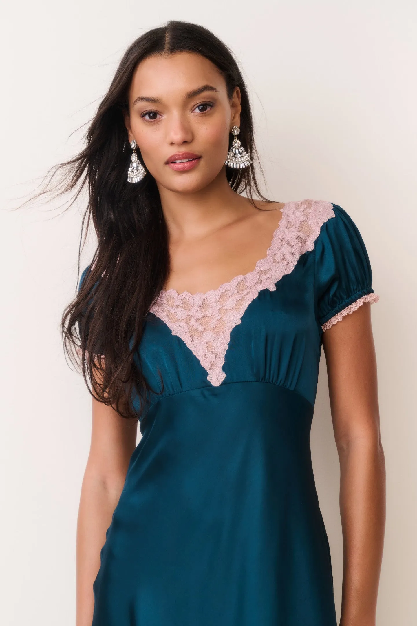 Taylis Satin Lace Maxi Dress sold by LoveShackFancy product image thumbnail 2