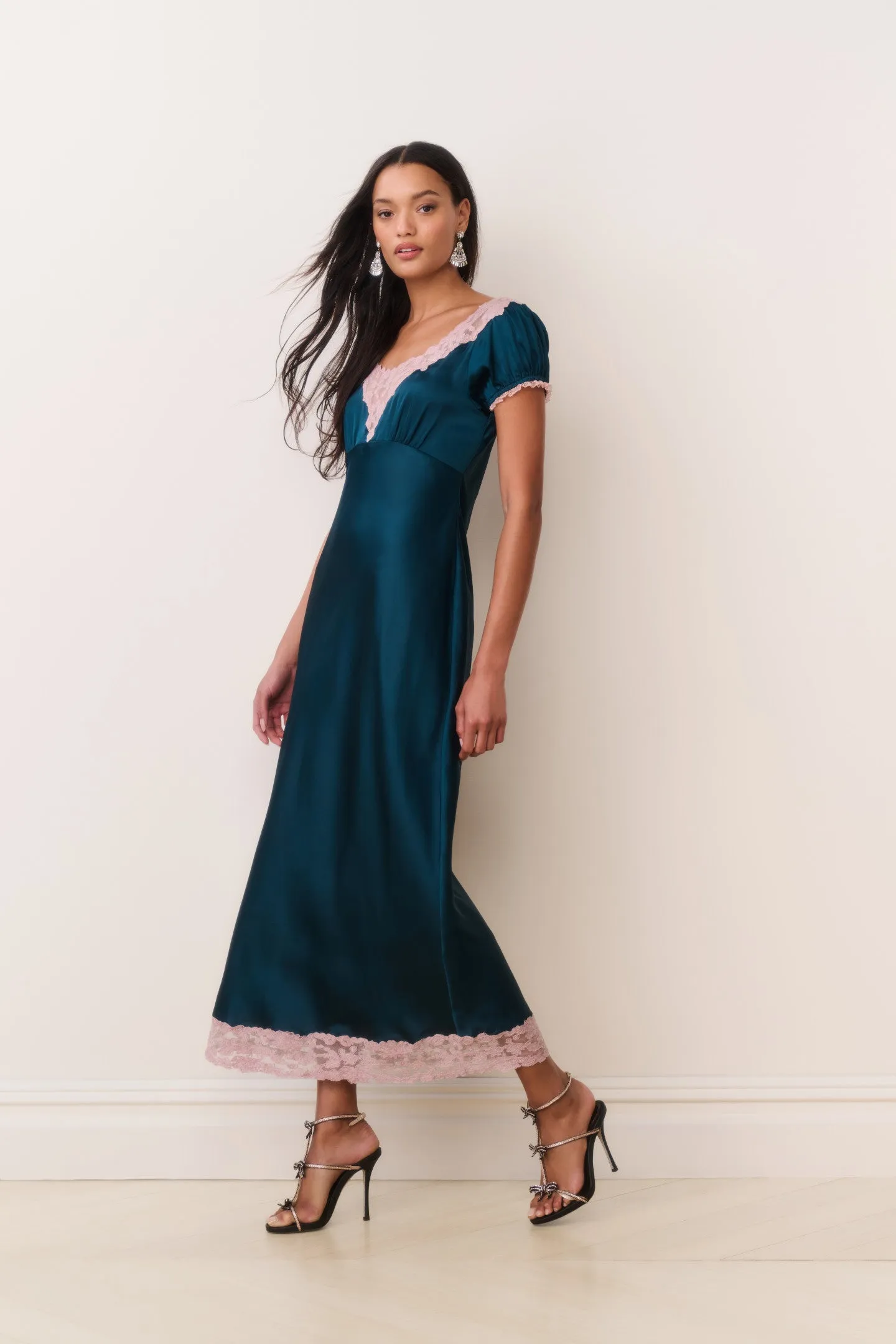 Taylis Satin Lace Maxi Dress sold by LoveShackFancy product image thumbnail 3