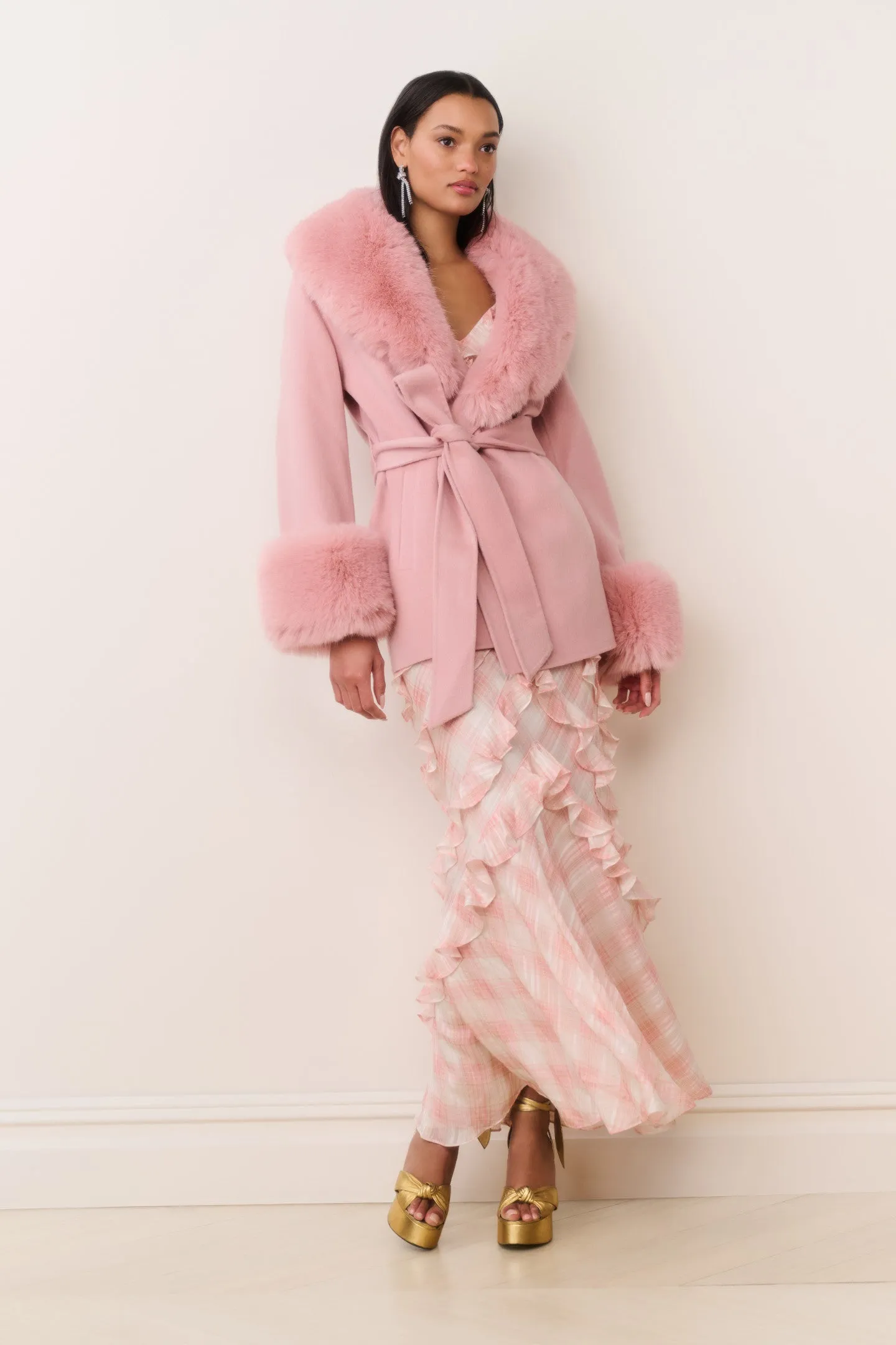 Rosen Faux Fur Wool Wrap Coat sold by LoveShackFancy product image thumbnail 2