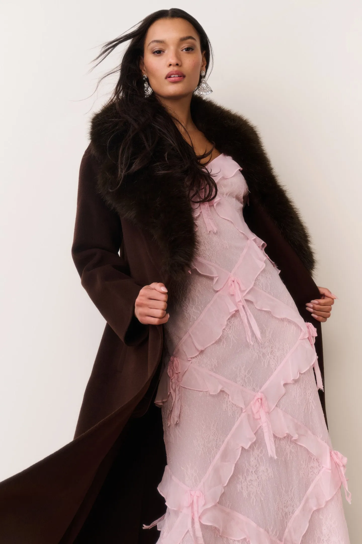 Kenzia Faux Fur Collar Wool Coat sold by LoveShackFancy product image thumbnail 3