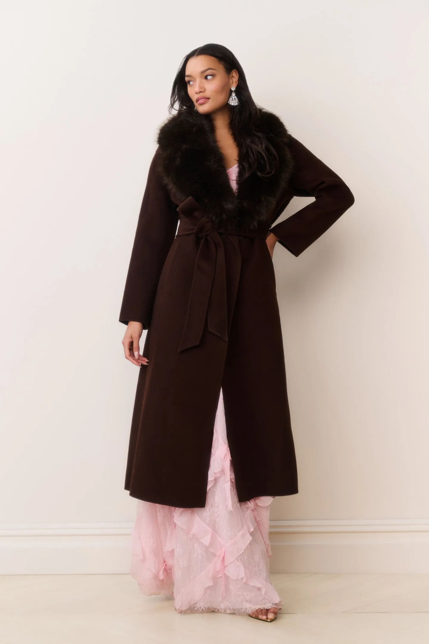 Kenzia Faux Fur Collar Wool Coat sold by LoveShackFancy